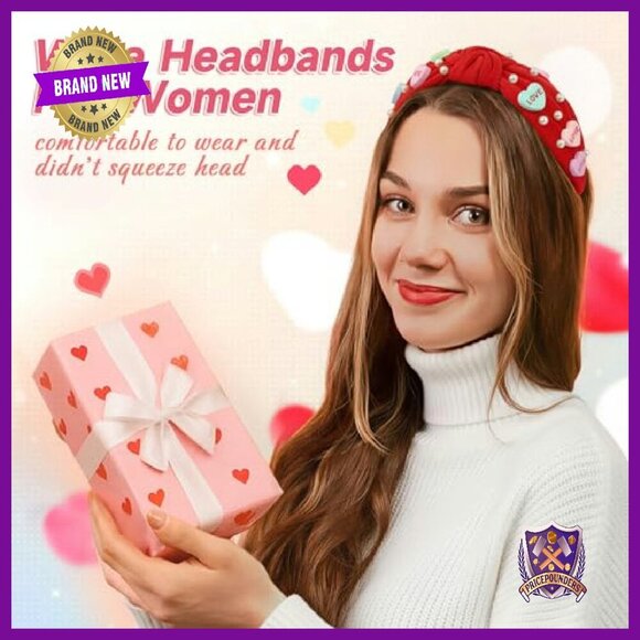 6 Piece Valentine Headband Set Knotted Design Pearl Accents Hair Accessories
